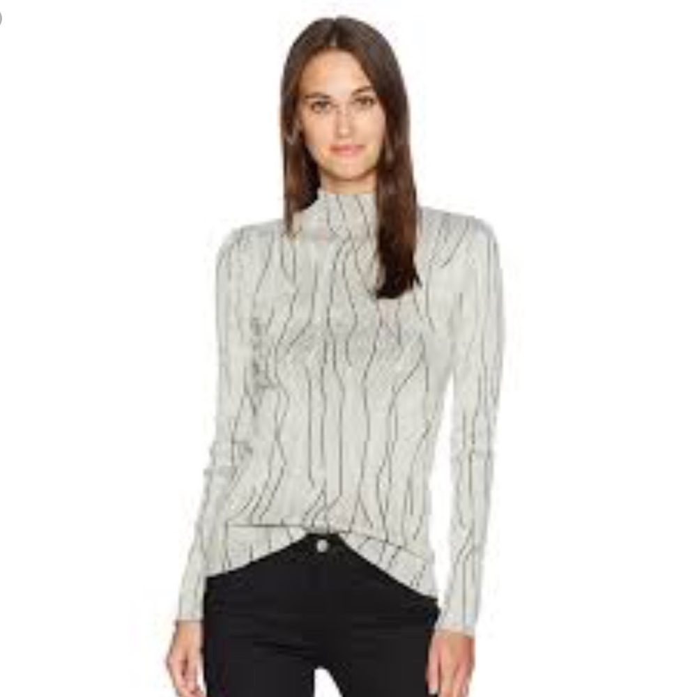 Nic + Zoe Artisan Silver Gray crackle top sweater size Large